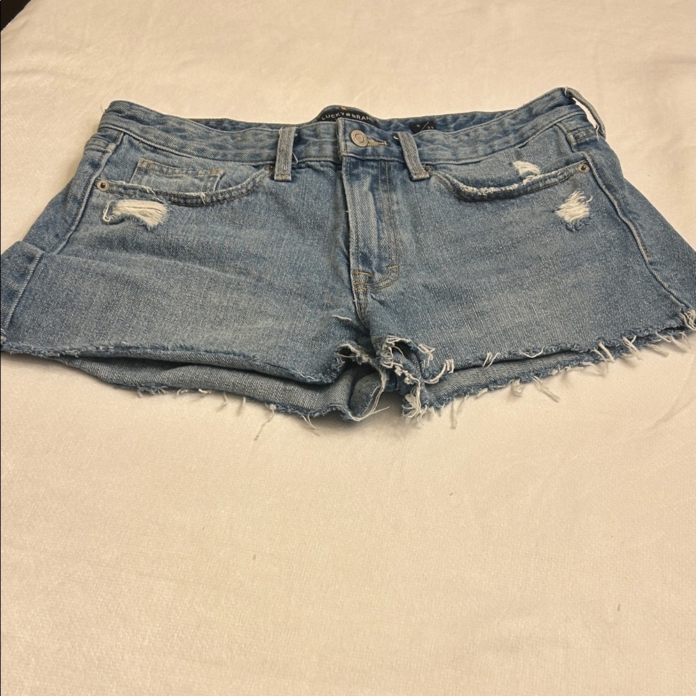 Lucky Brand Light Blue Frayed Jean Shorts